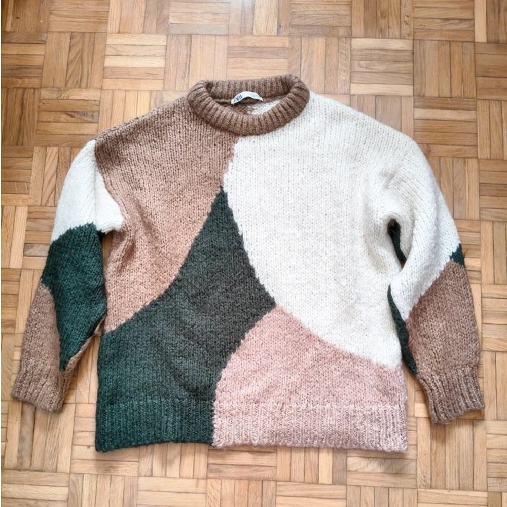 Zara Multicolor Patchwork Sweater - image 2